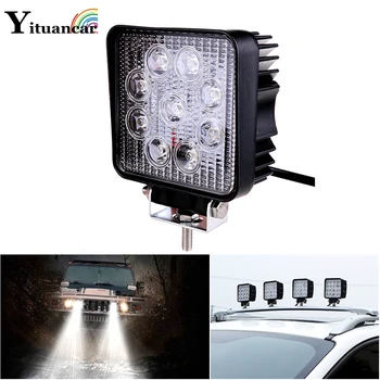 

Yituancar 1Pcs 9 Chips LEDs Work Light Bar 27W 4Inch Driving Offroad Truck 4x4 4WD ATV SUV Spot DC12-24V Car Styling Lighting