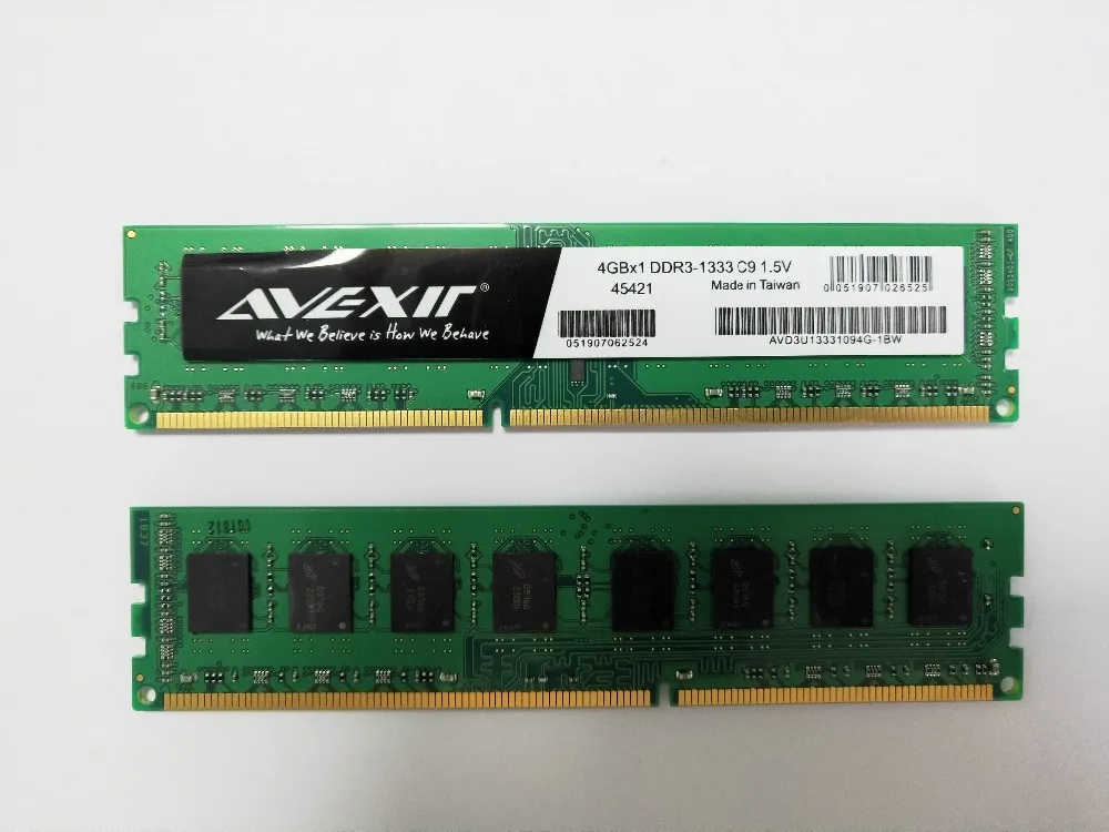 AVEXIR Оперативная память DDR3 4 GB/8 GB памяти частота 1333/1600 MHz 1,5 V рабочего памяти Тип интерфейса 240pin 11-11-11-28 CL = 11 один Оперативная память s