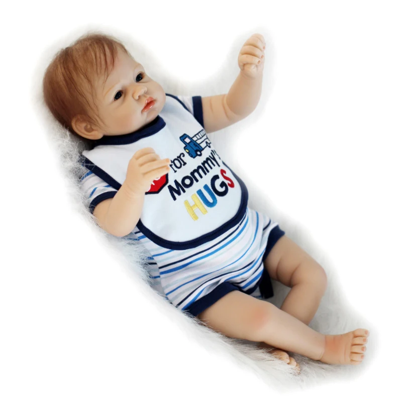 

22" Full Silicone Reborn Dolls Soft Vinyl Silicone Reborn Baby Doll Cute Girl Boy Toys Boneca For Children Birthday Gift D88