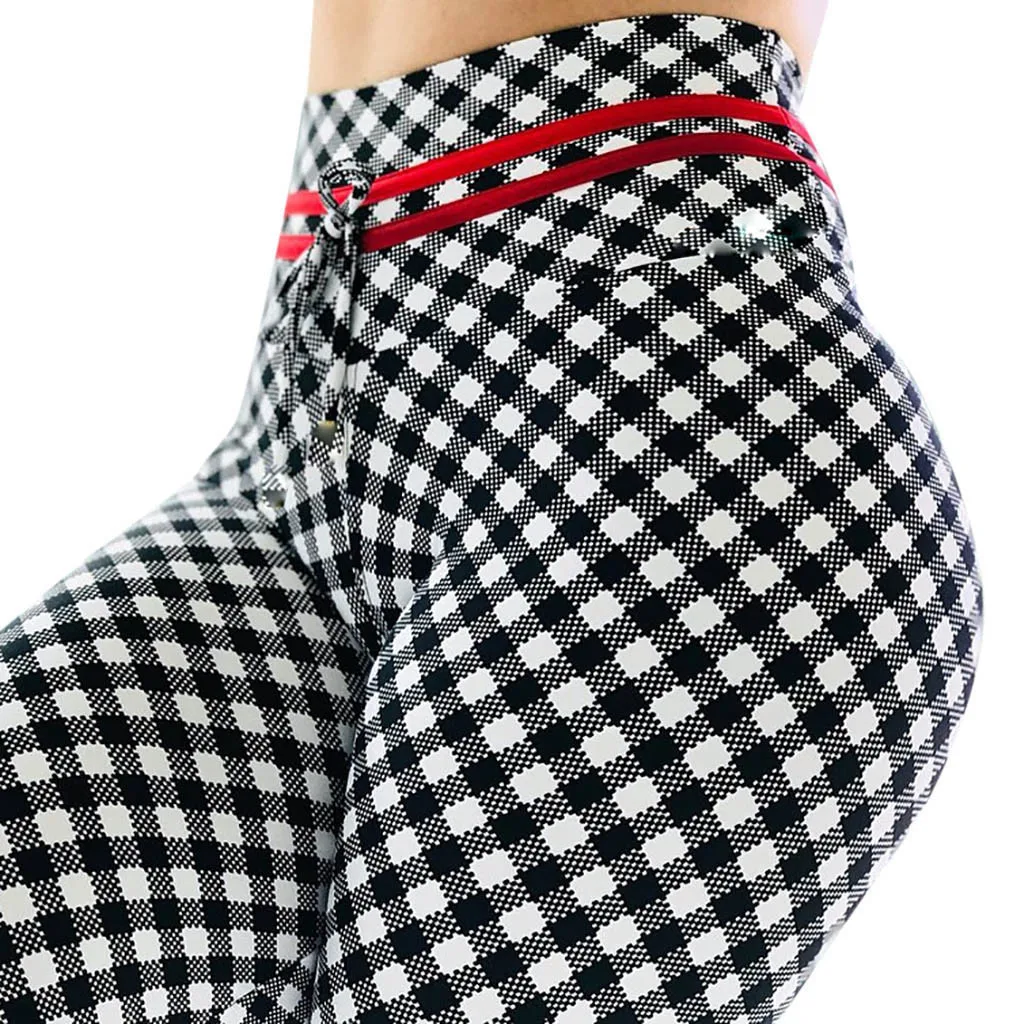 

sports pants female Plaid Workout Leggings Fitness Sports Gym Running Yoga Athletic Pants sport leggings yoga pants #XTN