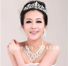 Nueva Encanto Magnífico Cristalino de la joyería nupcial Princesa collar joyería de Plata conjunto Pelo de La Boda Accesorios de Novia fo