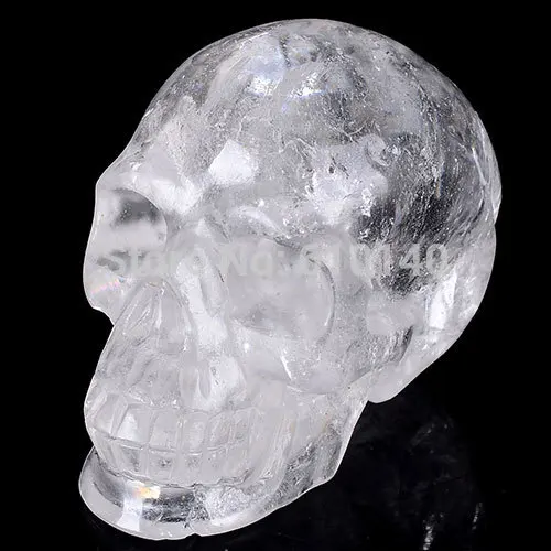 

free shipping Natural White Crystal Skull Skull Carving #0B03