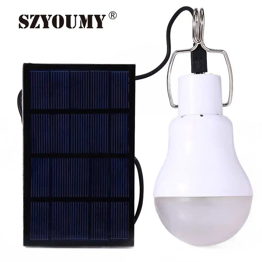 

SZYOUMY Solar Panel LED bulb LED Solar Lamp Equivalent 15W Solar Power + USB Charged 130lm LED Light Outdoor Solar Lamp 200PCS