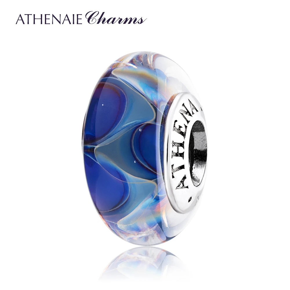 ATHENAIE Genuine Murano Glass 925 Silver Core Ocean Secret Charm Bead Fit All European Bracelets Color