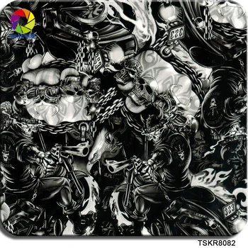 

TSAUTOP royal Size 1m x 10m skull and iron chain water transfer cubic printing film for hydrographics transfer WDF8082