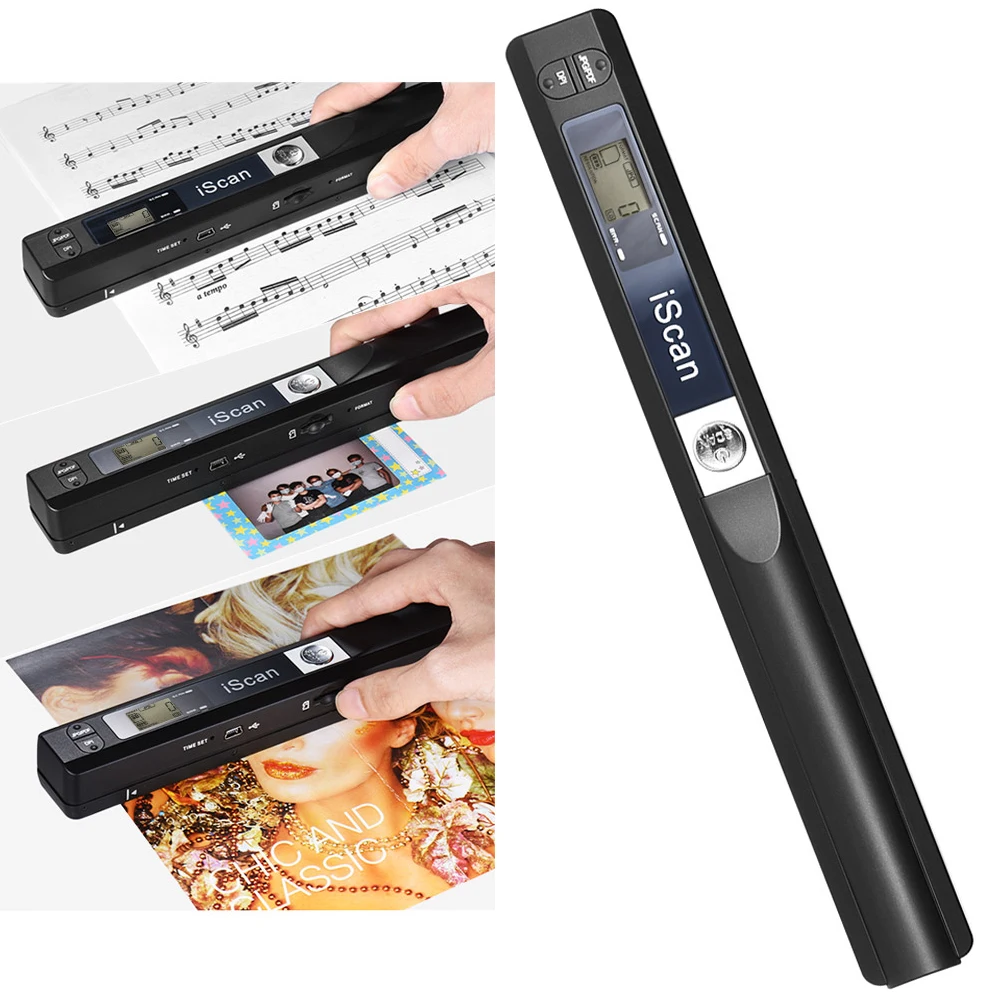 

Portable Handheld Wand Wireless Document & Images Scanner A4 Size 900DPI JPG/PDF Formate LCD Display for Business Reciepts Books