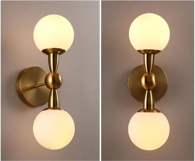 Free shipping rose gold brass finished metal glass shade 150mm wall