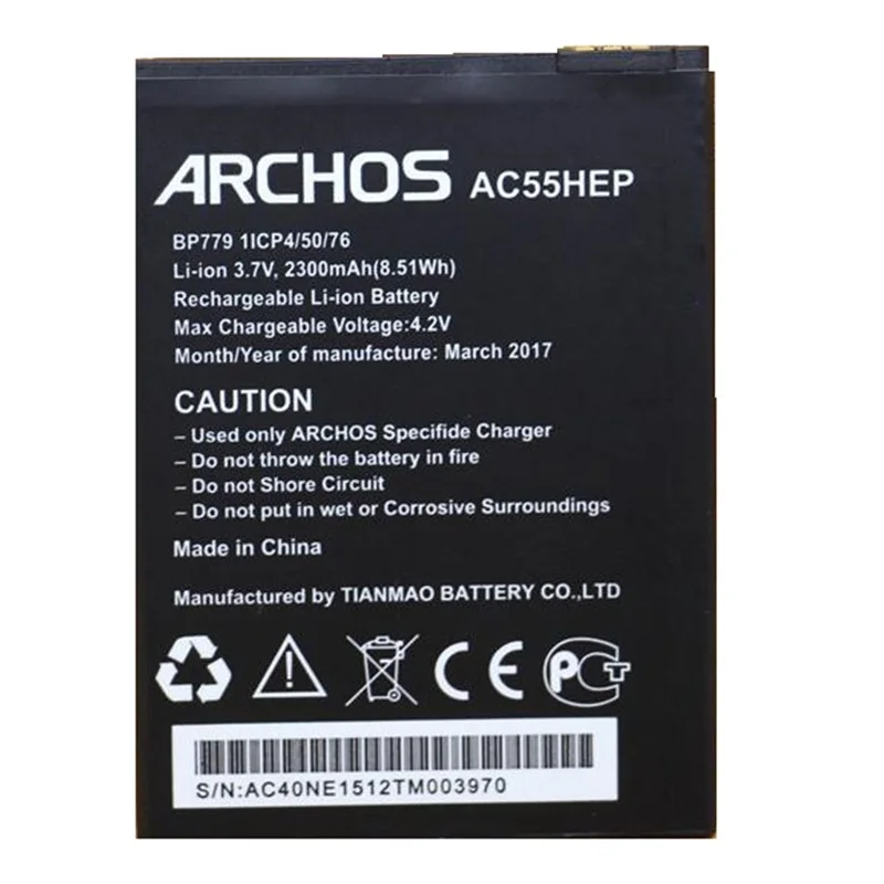

New AC55HEP Battery for ARCHOS 55 Helium Plus/Helium+ Phone Batteria External 2300mAh Li-Ion Rechargeable Batteries Replacement