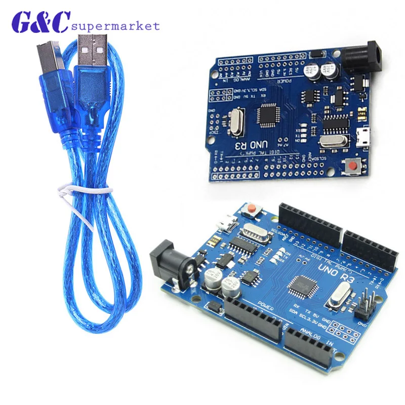 

high quality One set UNO R3 CH340G+MEGA328P Chip 16Mhz For Arduino UNO R3 Development board + USB CABLE