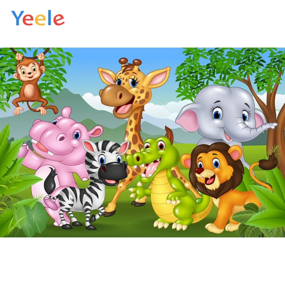 

Yeele Children Party Cartoon Backdrops Zoo Animals Photography Background Customized Photographic Backdrop For Photo Studio