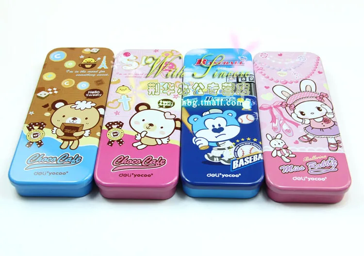 

Deli 95560 Tin plate pencil box iron double layer bunk student stationery 220*85*28mm free shipping