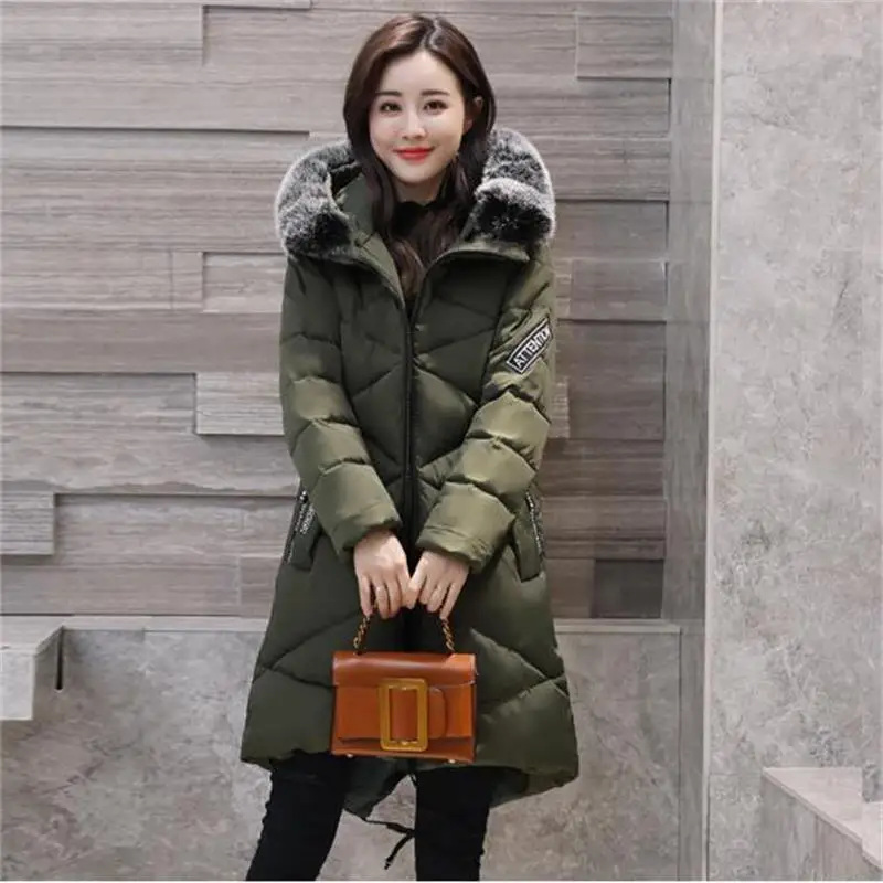 2017 Winter Jacket Women Large Fur Collar Down Wadded