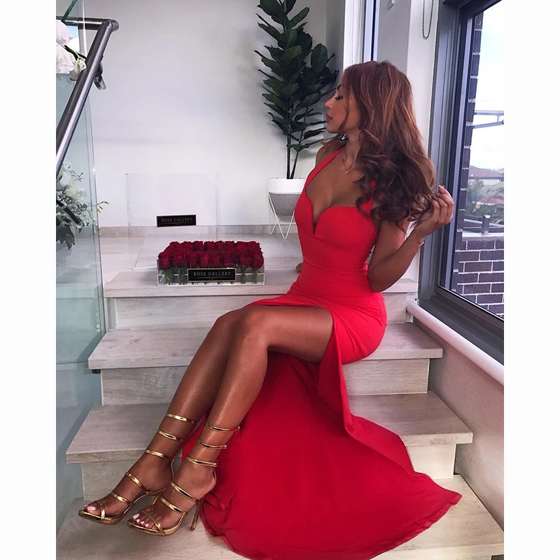 

Bandage Dress Party Celebrity Sexy Halter Strapless Long Dresses Night Club