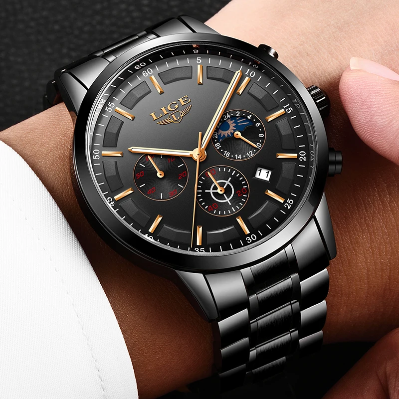 Mens Watches LIGE Top Brand Luxury Men's Fashion Business Watch Men's Stainless Steel Waterproof Quartz Watch Relogio Masculino Mens Watches LIGE Top Brand Luxury Men's Fashion Business Watch Men's Stainless Steel Waterproof Quartz Watch Relogio Masculino