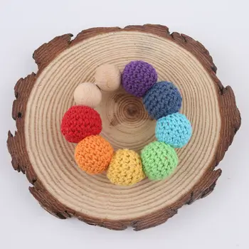 

1pc Colorful Crochet Beads Baby Bracelet DIY Crafts Accessories Food Grade Wooden Teething Baby Gift Baby Products Baby Teether