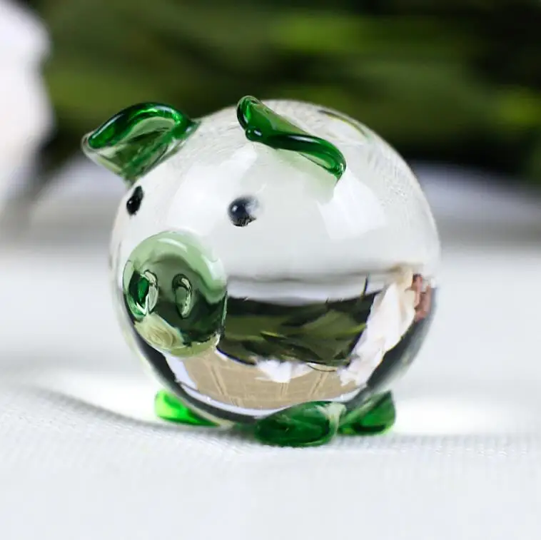K9 Хрустальные Фигурки свиньи миниатюры стеклянные животные миниатюрные украшения дома фэншуй ремесла милые украшения - Цвет: Green