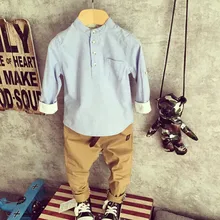 New Fashion 2016 Boys Shirts Pure Color Mandarin Collar Bottom Babys Formal Party Tops Korean Children Clothing Boys Blouse 2-7Y