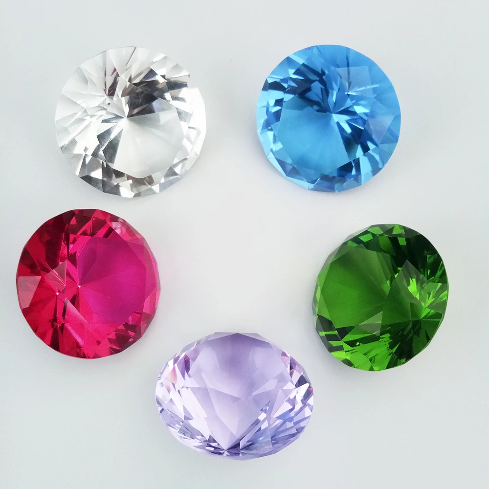 120mm 6PCS Mixed Color Polyhedral Crystal Diamonds Paperweight For Home