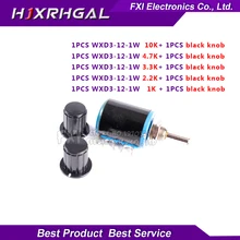 1PCS WXD3-12 1W 10K 4.7K 3.3K 2.2K 1K Series resistance ring multi-circle precision wire-wound potentiometer+1PCS black knob