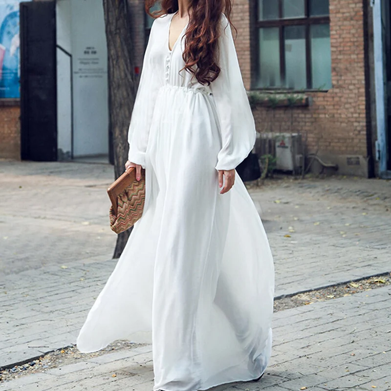 White maxi dress + FREE SHIPPING | white long sleeve maternity maxi dress