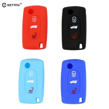 

KEYYOU 3 Button Silicone Remote Key Case Holder Protect Cover For Peugeot 206 208 207 3008 308 RCZ 508 408 407 307 4008