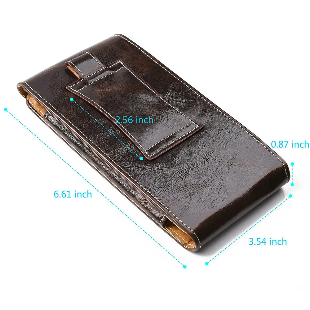 Genuine leather phone pouch case universal 6 inch holster belt clip waist bag for iphone samsung huawei xiaomi phone cover