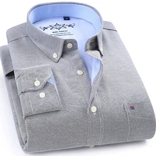 Зимние, Осенние, весенние, мужские рабочие рубашки, в полоску, одноцветные, с длинным рукавом, для социальных мужчин, рубашка, Оксфорд, мужские рубашки, плюс размер 4XL