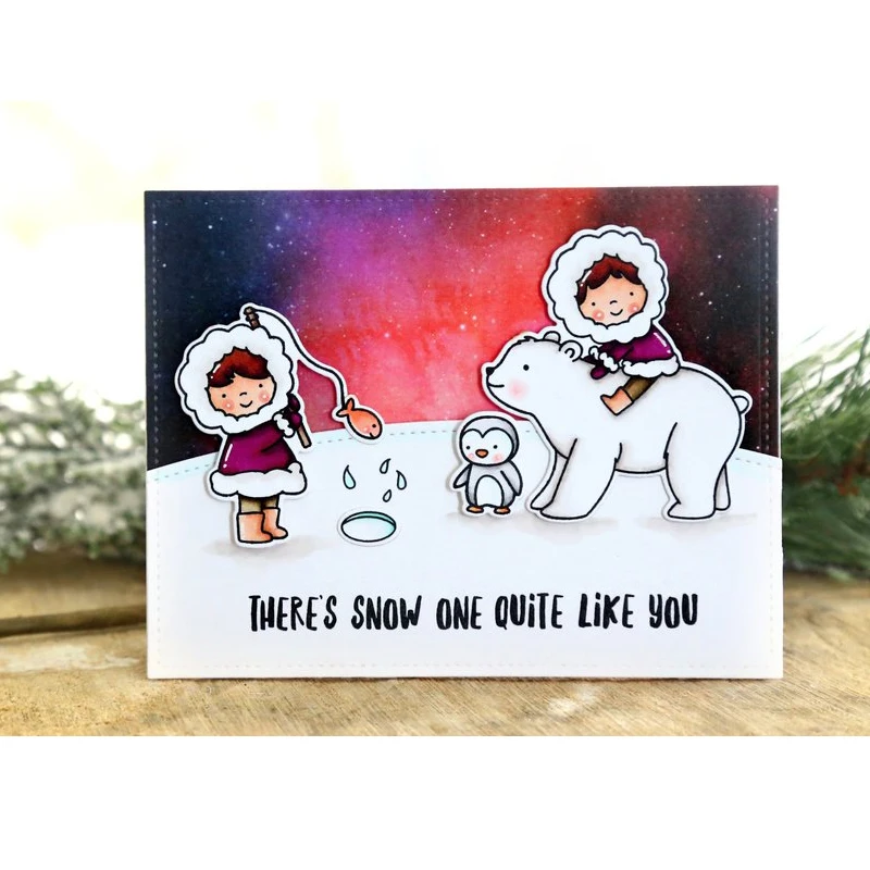

Kids Winter Playing Pattern Prints Transparent Clear Silicone Stamp& Dies for DIY scrapbooking/photo album Decor card making