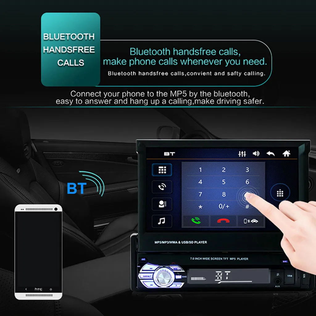 

Double 2 Din 7inch HD Touchscreen In Dash GPS Car Stereo Radio MP5/MP3 Player FM card remote control Support LRC lyrics