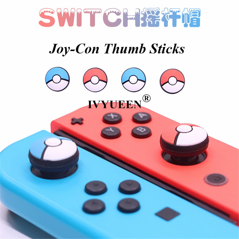 Ручки IVYUEEN для джойстиков Joy Con shand Switch Poke ball, аналоговые джойстики, крышка для джойстика Joy-Con, красный, синий