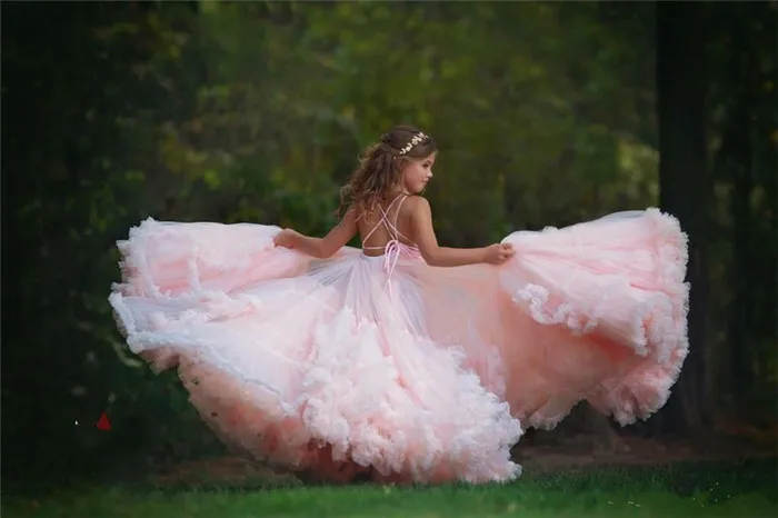 Роскошное платье принцессы с розовым облаком Пышное Платье с цветочным узором для девочек, платье для свадебной вечеринки, выпускного бала, Пышное Платье для дня рождения, на заказ