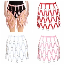 Открытая юбка кожаная Сексуальная обвязка для тела пояс Рив Металл Регулируемый арт танец рейв женское белье Harajuku панк