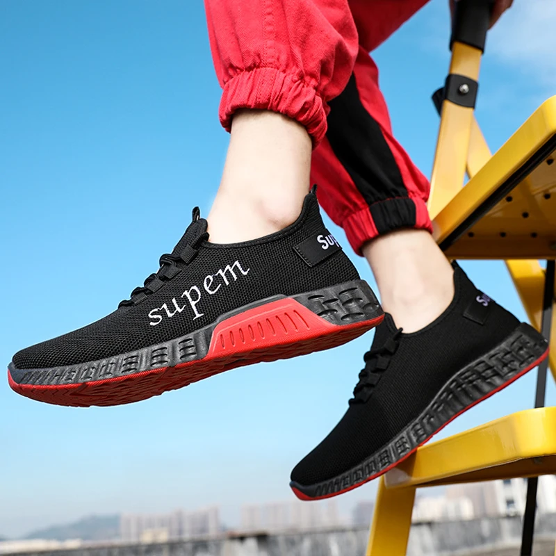 Мужские кроссовки повседневные chaussures hommes flymesh вышитые удобные нескользящие calzado