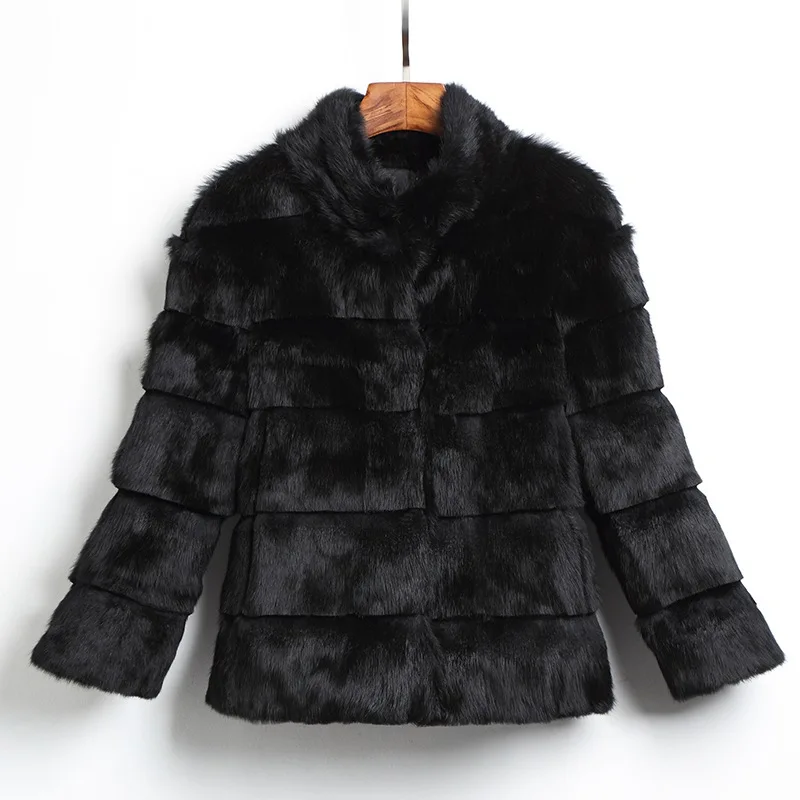Женская куртка из натурального кроличьего меха TopFurMall короткие пальто на осень и
