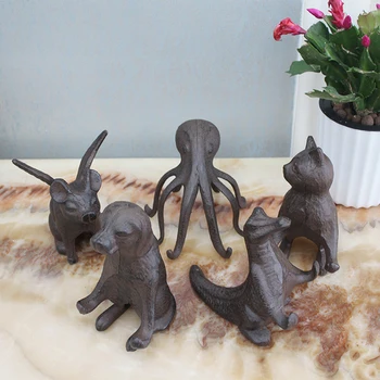 

Vintage Cat Dog Pig Octopus Crocodile Figures Designs Handmade Cast Iron Card Holder Phone Holder