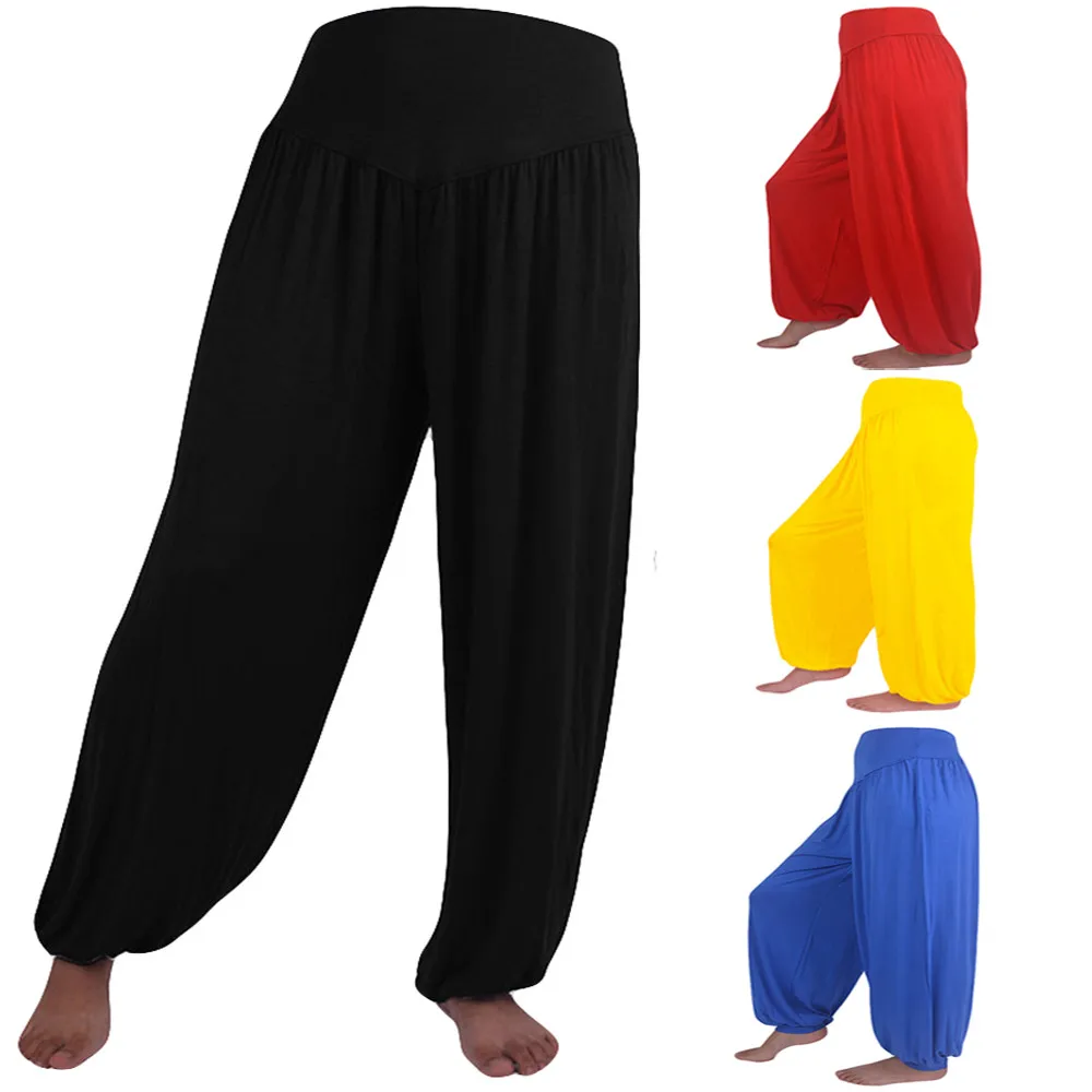 Чистый цвет, широкие брюки для йоги, женские брюки большого размера, свободные брюки для йоги, штаны для танцев Аладдина, большие размеры, S-3XL