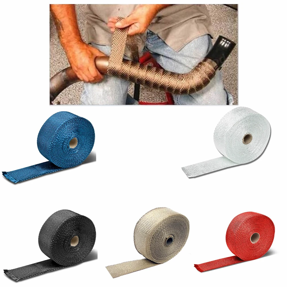 Universal Car Motorcycle Fiberglass Heat Shield Tape Exhaust Pipe Header Wrap Resistant Downpipe Thermo Turbo Hot New | Автомобили и