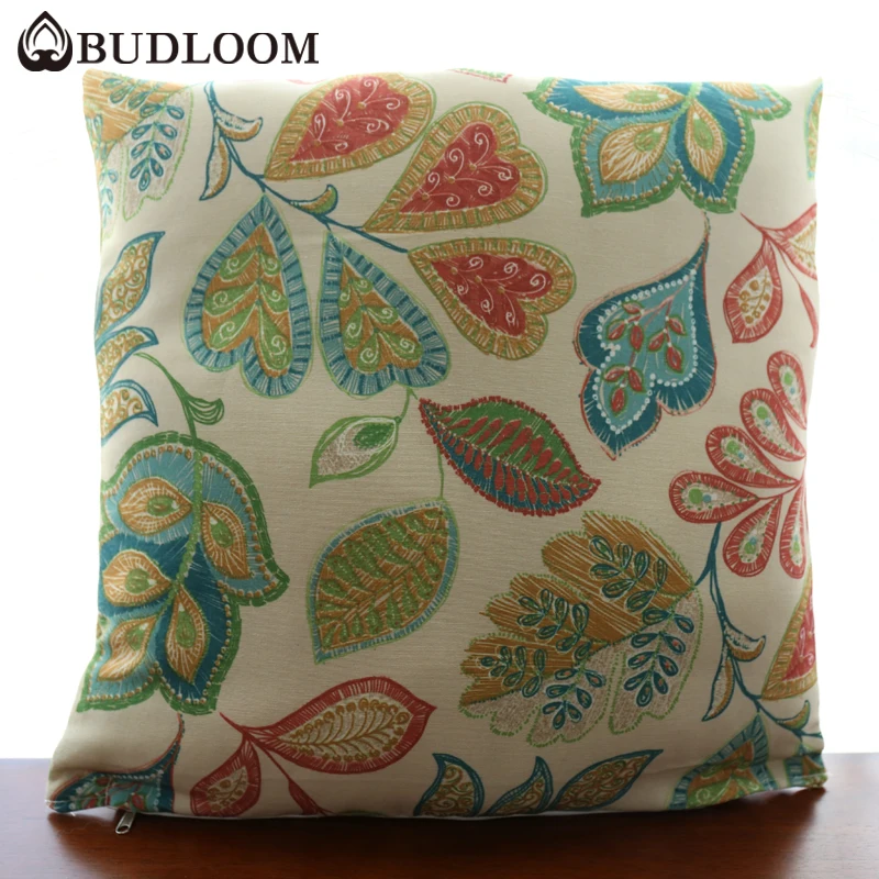 Budloom floral poly cotton cushion covers square flower pillowcase American style pillows covers for sofa& bed home decoration