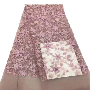 

5 yards Excellent quality African 3D lace fabric in modern style Tulle lace fabric for beautiful wedding dress A40-2