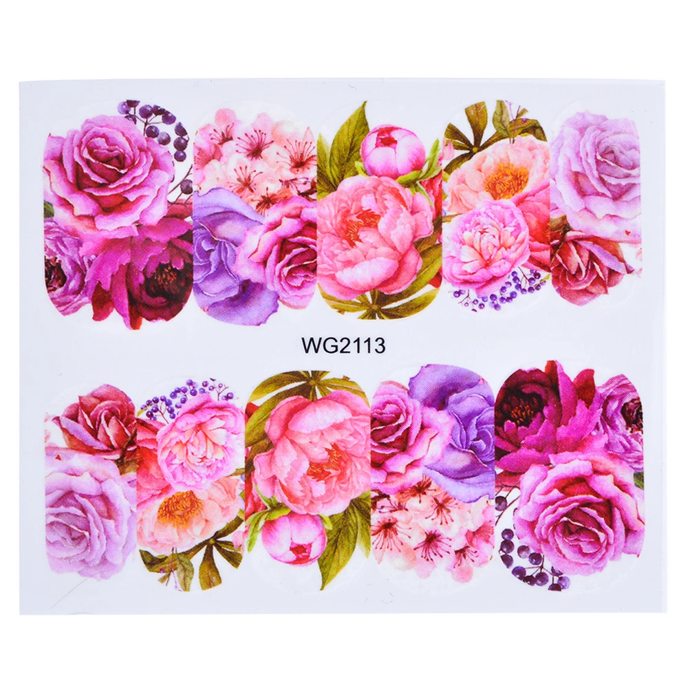 1 лист DIY цветок слайдер переводная наклейка для ногтей розовый цветок розы Переводные картинки для женщин Красота Макияж Обертывания Декор для ногтей A403/WG