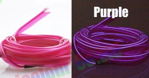 AutoEC 1х гибкий неоновый светильник, светящийся el wire 1 м 2 м 3 м 4 м 5 м веревка, плоская светодиодная лента для автомобиля, светильник s# LQ313 - Испускаемый цвет: Purple