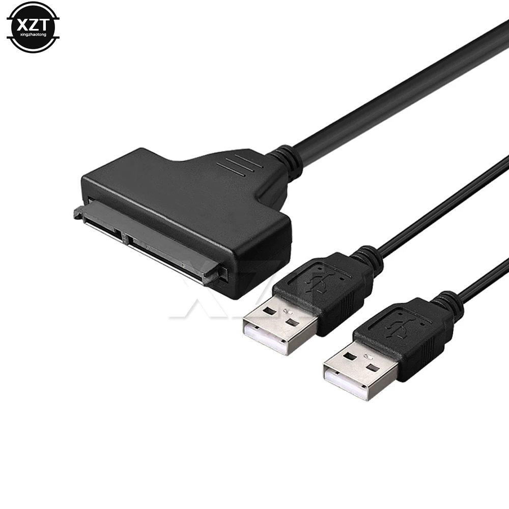 1pcs USB 2.0 to SATA 15 7 Pin Data Power USB Cable Adapter for 2.5 inch