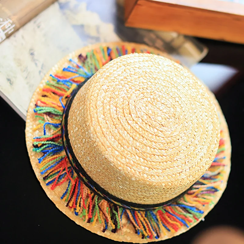 اليدوية الصيف أعلى القش قبعة في الهواء الطلق شاطئ بنما الجاز كاب تنفس الأزياء لطيف الشاطئ ارتداء قبعة شمس دون غطاء رأس القبعات وقبعات