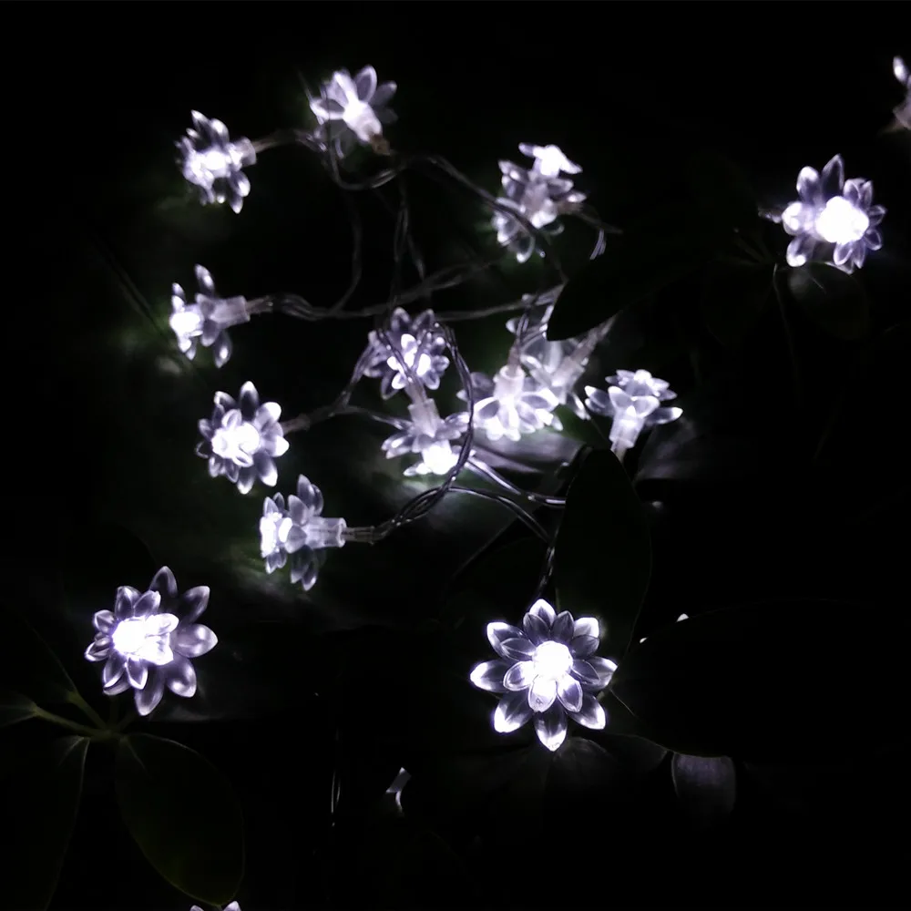 Holiday Lighting Fairy Lights Lotus Flower LED String Light For Garland Christmas Wedding Decoration - white 1-2