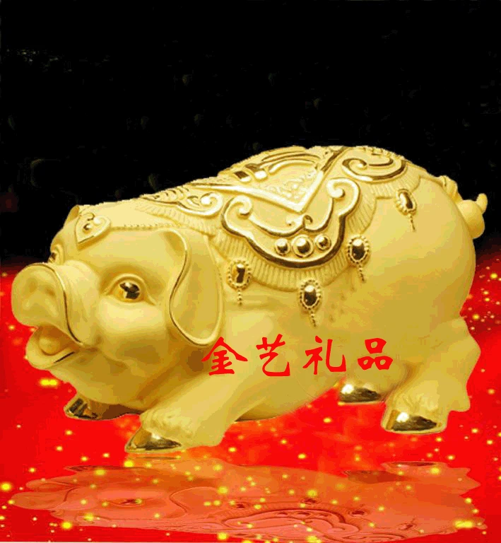 

Alluvial gold velvet decoration fubao golden pig crafts business gift gold home decoration zodiac birthday gifts