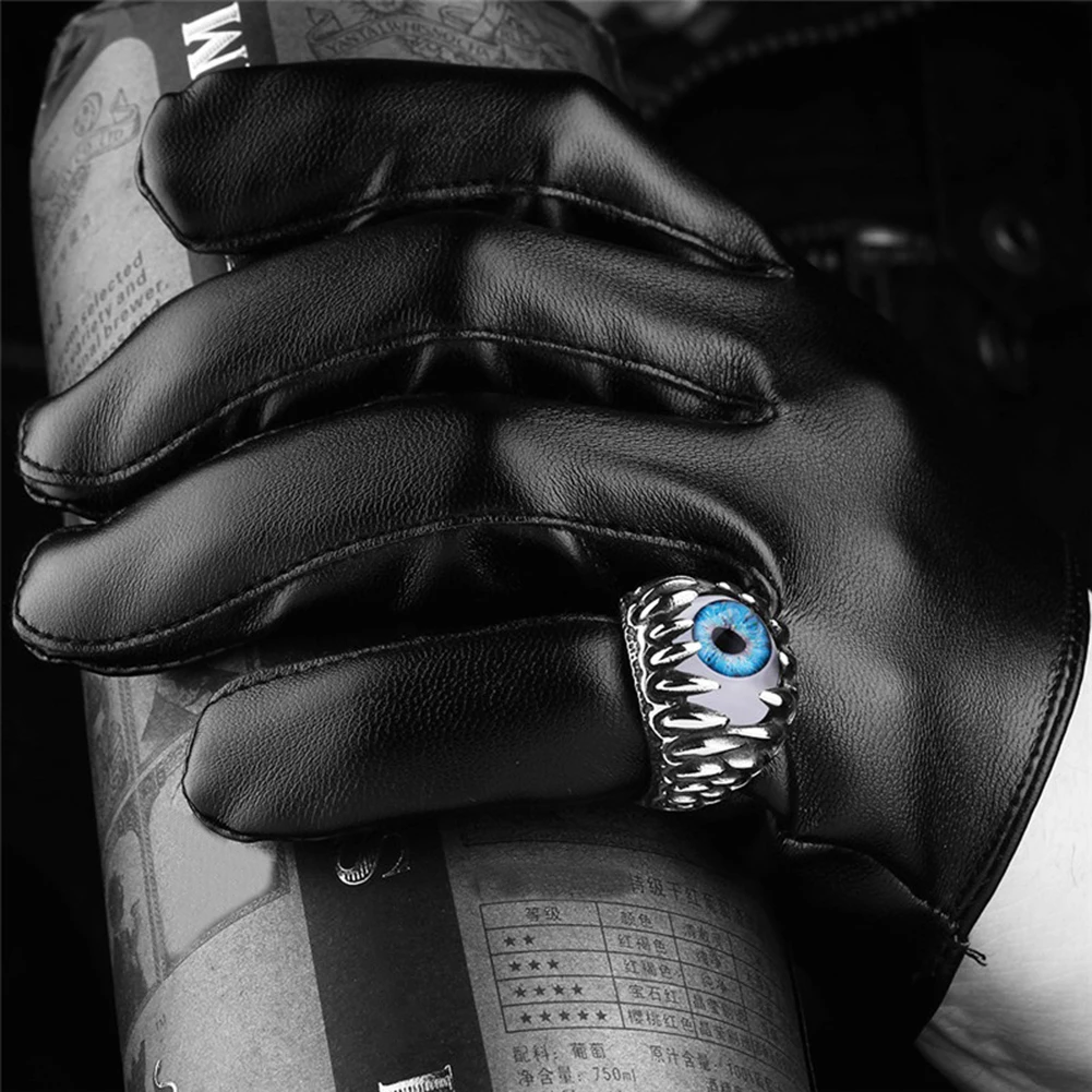 Men's Gothic Evil Eye Ball Design Charm Ring Punk Finger Jewelry Gift Stainless Steel Rings Men Fashion Jewelry New Arrival