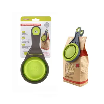 

Collapsible pet scoop bowl for dog cat food water foldable clip silicone measuring cup bowls for dogs cats