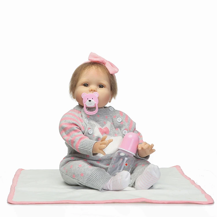 55cm New Silicone Reborn Babies Dolls Toy Like Real Girls Brinquedos Kids Fashion Lovely Birthday Gift Present Newborn Girl Baby