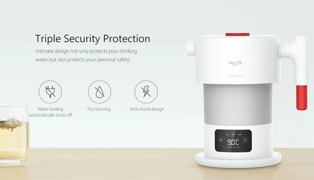 Горячая Xiaomi Deerma 0.6L сенсорный складной портативный Электрический чайник для воды ручной Электрический колба для воды горшок защита от автоматического отключения