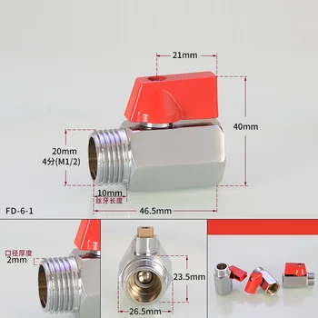 

2pcs Mini Brass Ball Valve 1/2" BSP Male to 1/2" Female Air Compressor Control For Air Oil Water